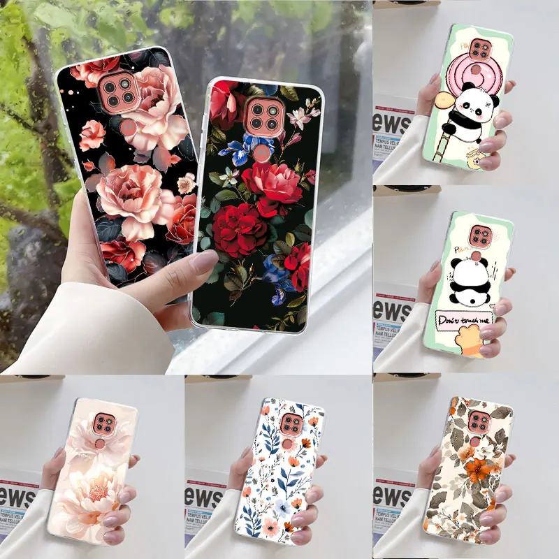 For Moto G9 Play Plus Case New Fashion Floral Soft Silicone TPU Phone Case For Motorola Moto G9 Play Plus Back Cover Fundas