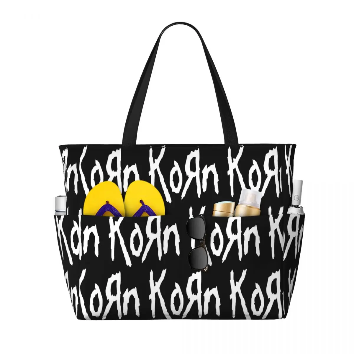 

Music Rock Korn Band Beach Tote Bag Sport Gym Yoga Duffle Large Tote Bag Women Travel Bag Fitness bag