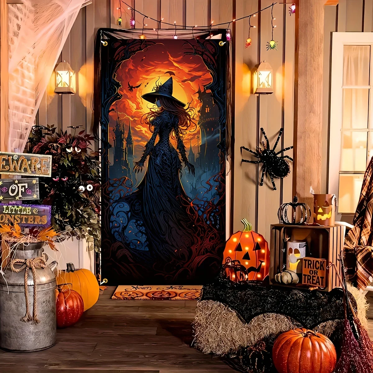 2D doorplate 1 piece Halloween witch curtain, polyester fiber witch formula party bannerzyc