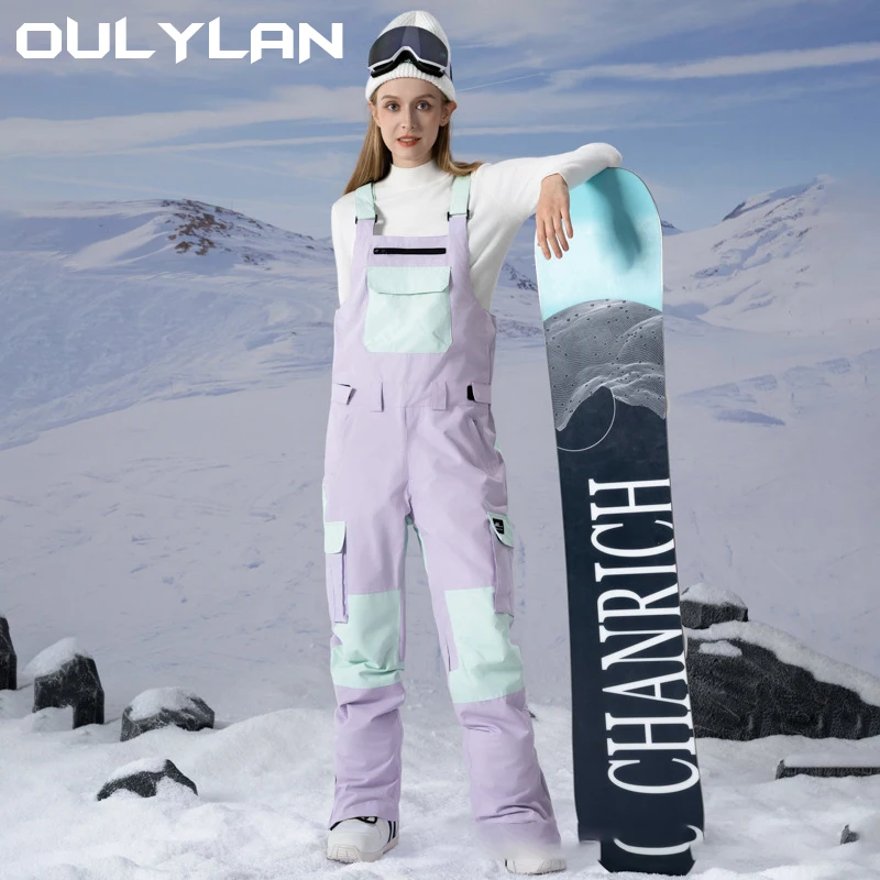 Oulylan-pantalones de esquí de alta calidad para hombre y mujer, monos resistentes al viento y al Color, impermeables, equipo de Snowboard para exteriores