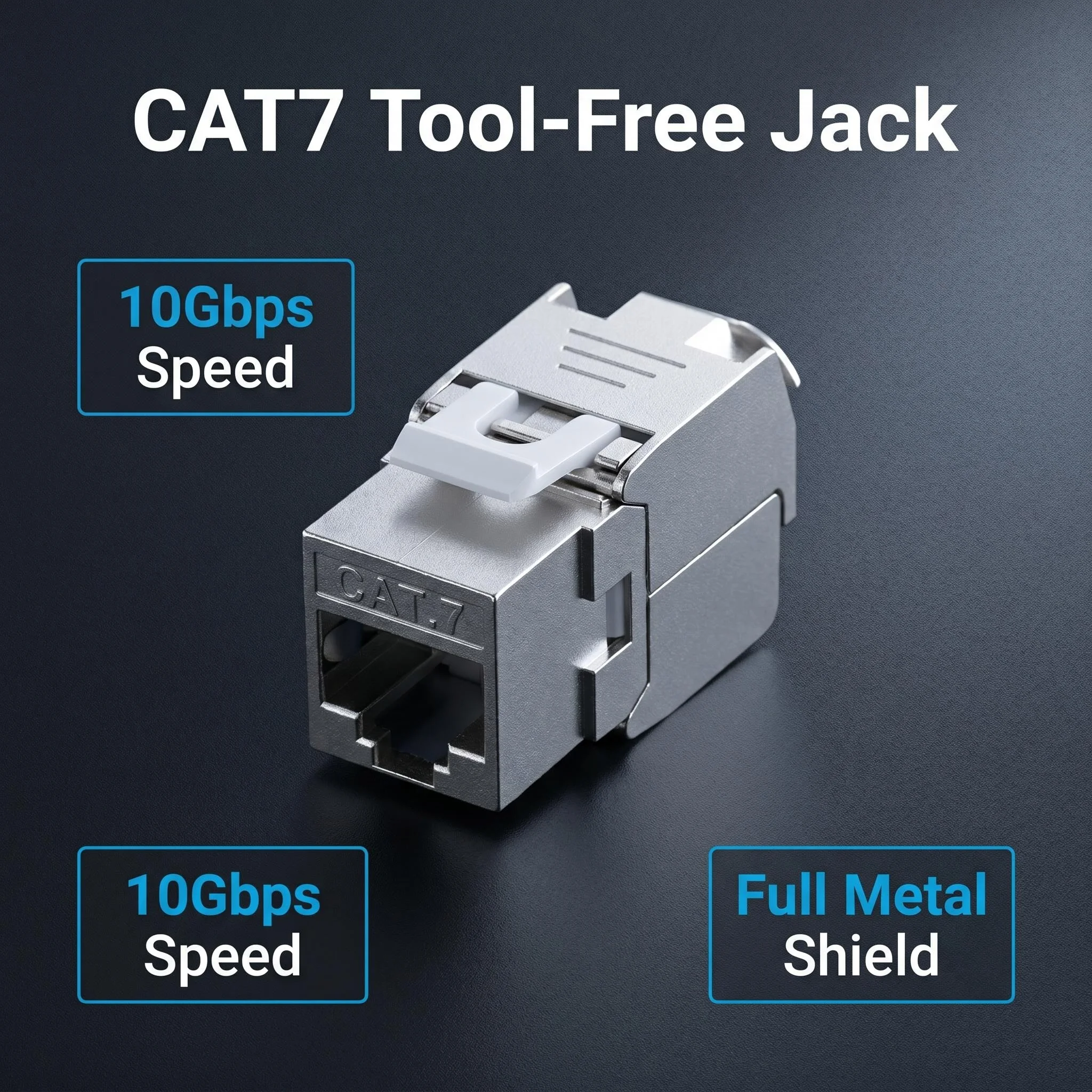 Cat6a Cat7 Keystone Jack Type Zinc Alloy Module Cat7 RJ45 STP Tool-Less Jacks Adapter Coupler for 22 to 26 AWG