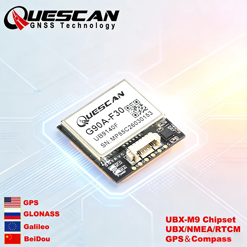 QUESCAN M9 M9N-5883 GPS Module with Compass for INAV Betaflight Ardupilot FPV Racing Drone M9N GPS Galileo GLONASS BeiDou 1-25Hz