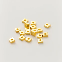 30-100Pcs 14K/18K Gold Color Plated Brass 2/3/4mm Flat Square Spacer Bead for DIY Bracelet Necklace Jewelry Making Accessories