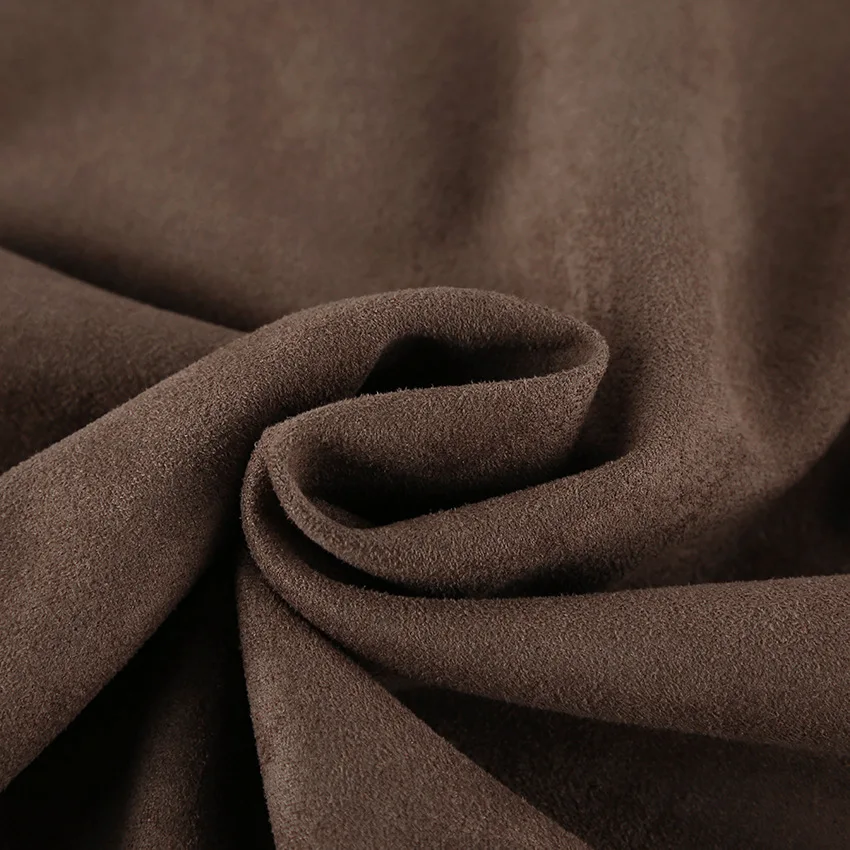 المرأة الخريف الشتاء البني سترة من جلد الغزال سستة الوقوف طوق معطف فضفاض أناقة عادية التنقل مكتب السيدات تاريخ الملابس