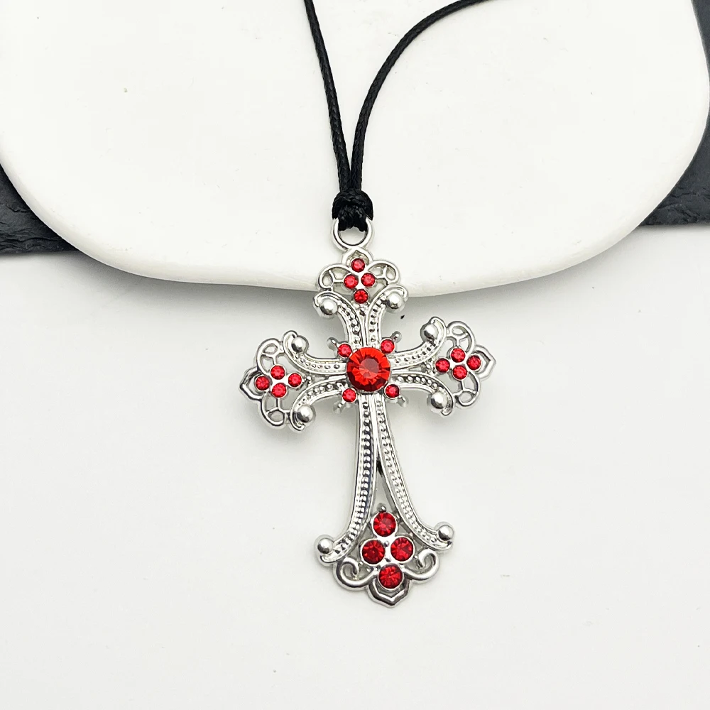 What You See Is What You Get Large Detailed Rhinestone Cross Choker Spiral Hippie Necklace Goth Punk Women Fashion Statement Cru