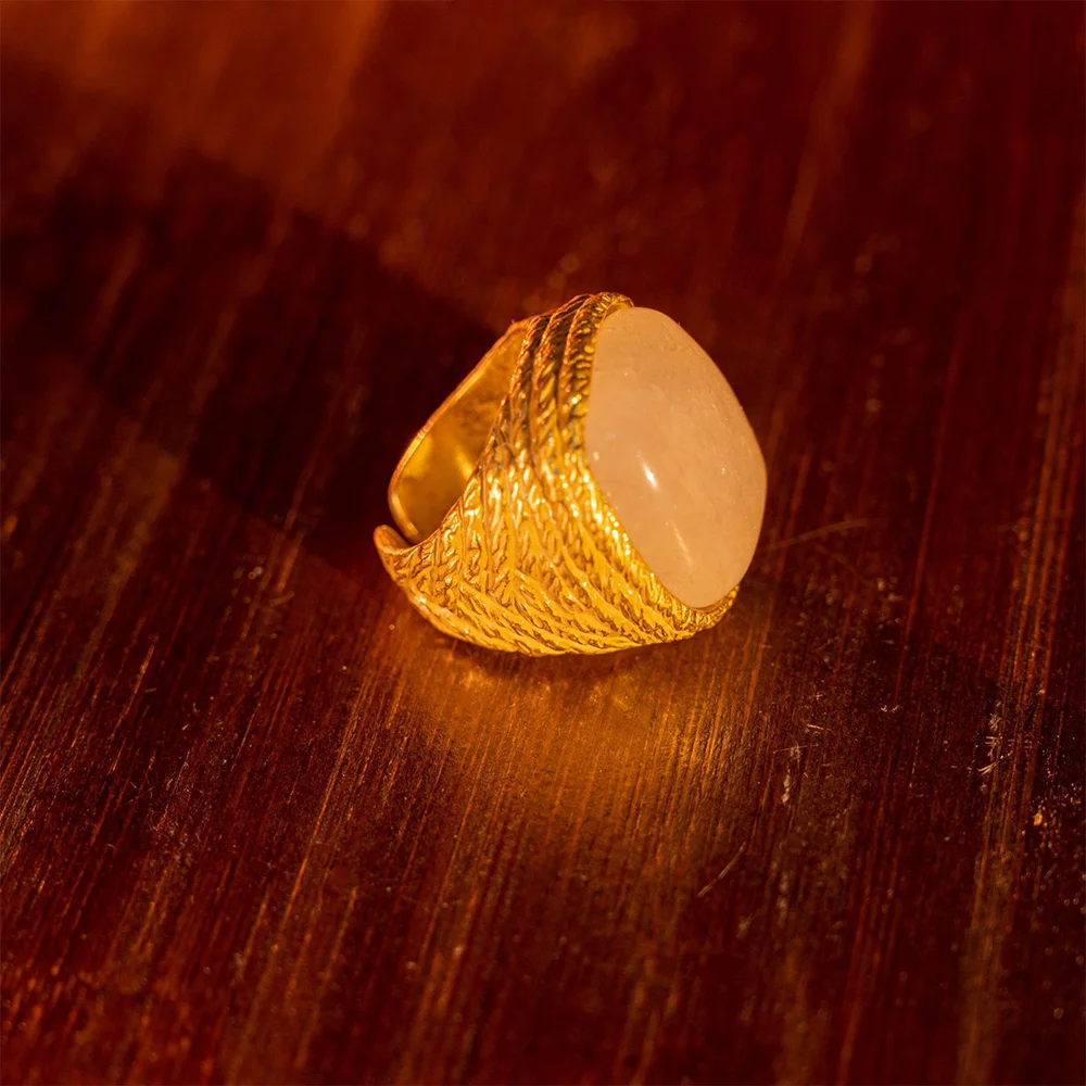 Antique fashion classic copper plated 18K natural stone ring for women‘s girl party gift jewlry whosale