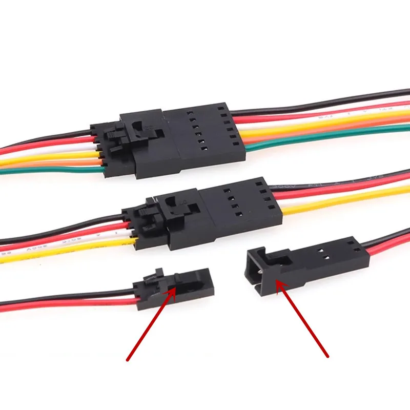 5Pcs MX2.54mm Pitch DuPont With Lock Terminal Wire Plug and Socket TJC8 Air Docking Wire 2P 3P 4P 5P 6Pin 200mm Length