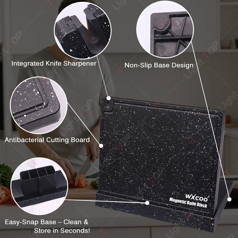 Многофункциональный кухонный магнитный блок ножей для хранения столовых приборов, магнитный держатель ножей, разделочная доска, кухонные аксессуары