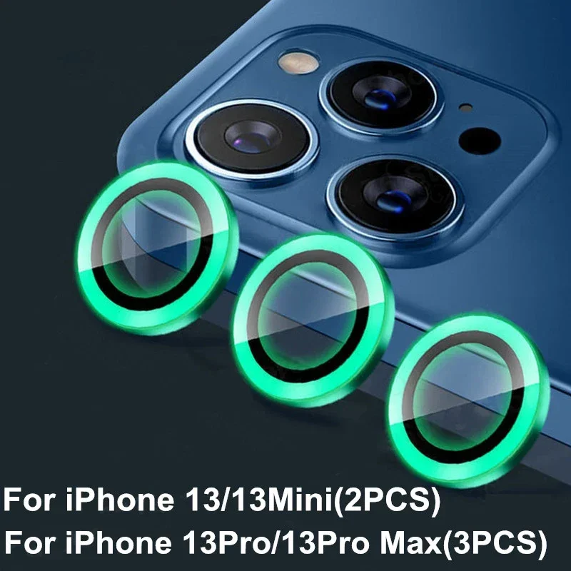 ฟิล์มกันรอยเลนส์กล้องเซรามิกเรืองแสงสำหรับ iPhone 17Pro Max Air 17 16 15 14 Pro Max 16Plus พร้อมวงแหวนเลนส์กระจกนิรภัยแบบเรืองแสง