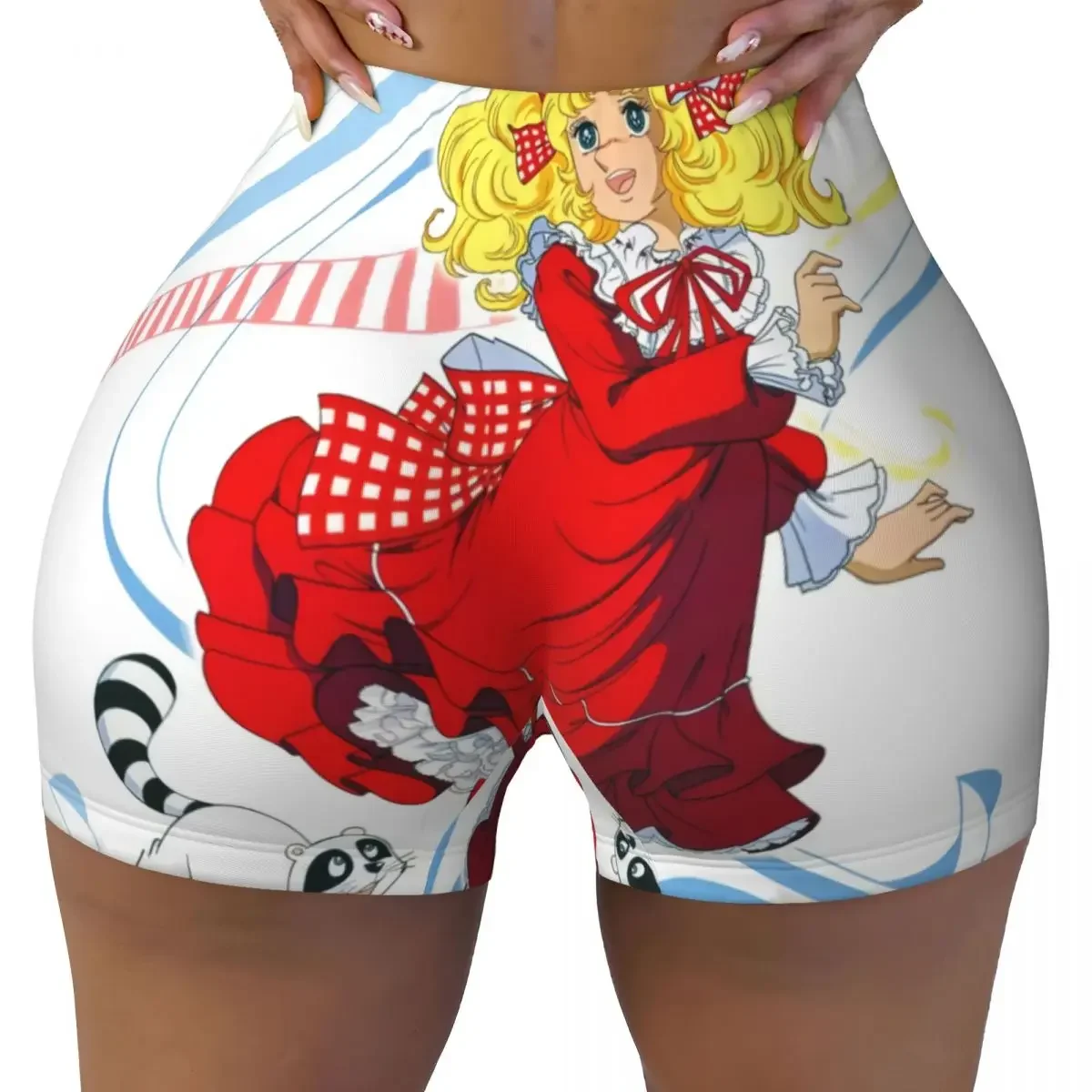 

Пользовательские шорты Candy Candy для бега и волейбола, женские шорты для йоги в стиле аниме, манга, спортивные шорты для спортзала