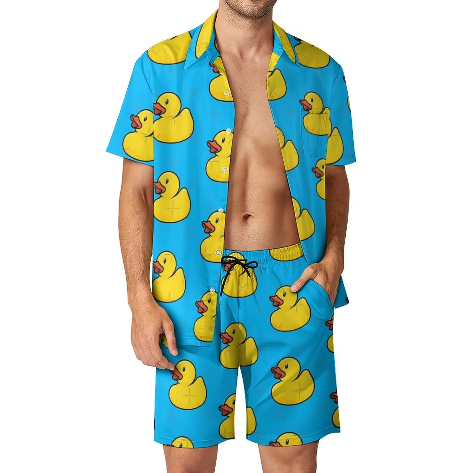

Summer Yellow Rubber Duck 3D Print Men Shirt Sets Short Sleeve Shirt Oversized Beach Short Streetwear y2k Hawaiian Suits Clothes