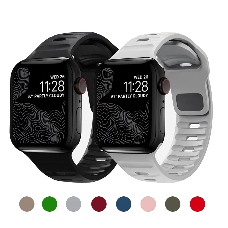 

Soft Silicone Strap For Apple Watch Ultra Band Series 7 8 49MM 45MM 41MM Rubber iWatch SE 6 5 4 3 44MM 40MM 42MM 38MM Bracelet