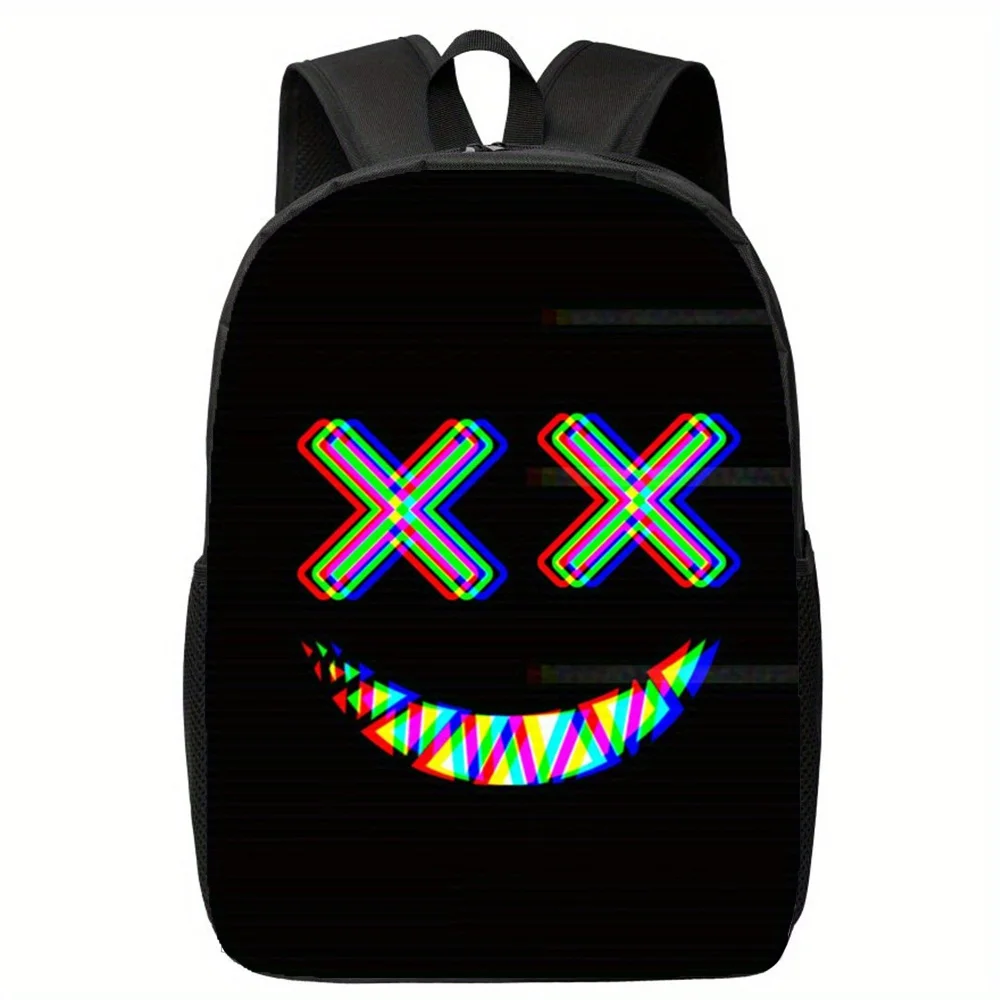

Everyday Backpack, Computer Bag, Black Travel Luggage, Adjustable Shoulder Strap, Sporty Design, Colorful Cartoon Print, Unique,