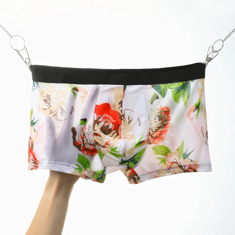 5PCS Men's underwear, men's briefs, ice silk soles, four-cornered cuffs, men's modal summer thin style, breathable