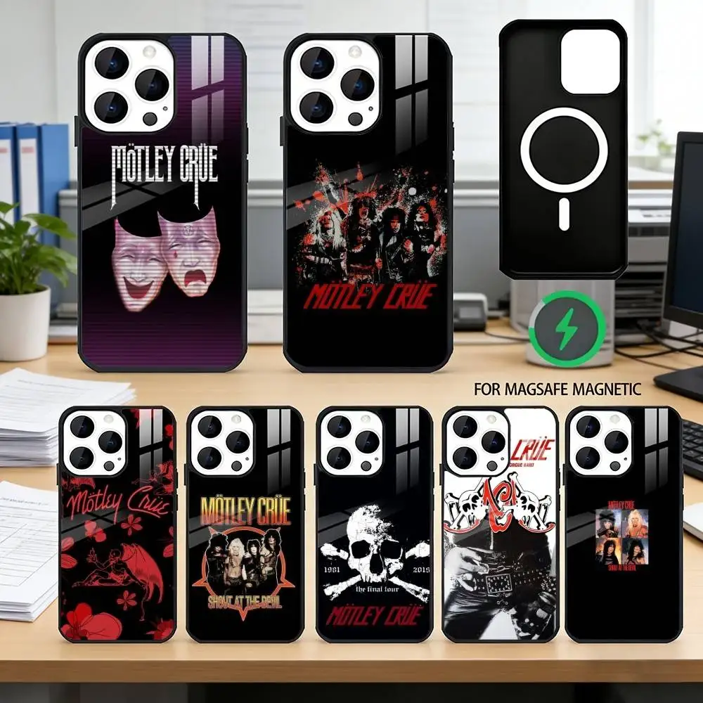 

Retro Motley crue Phone Case For iPhone17,16,15,14,13,12,11 Plus,Pro Magnetic with Magsafe Wireless Charging