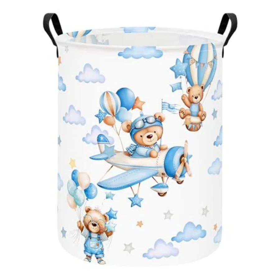 Round Waterproof laundry basket, Laundry Hamper for Nursery, Toy Box Storage for Girls Boys, Diaper or plush toy gift basket, F