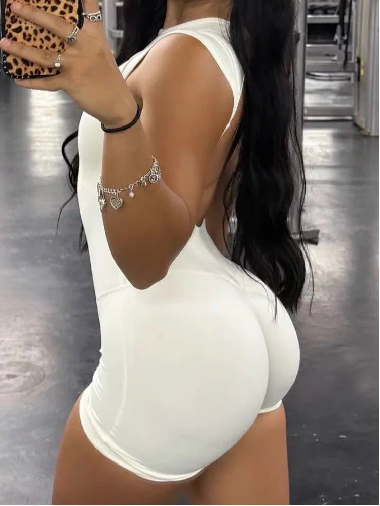 D LOGO Sleeveless Jumpsuit No Bounce Tummy Control Seamless Quick Dry Yoga Gym Activew Women Second Skin Soft Sports Jumpsuit