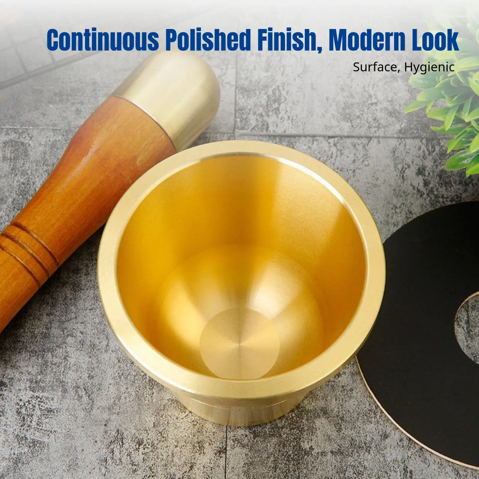 Durable Brass Medicine Mortar, Cantonese Style Pestle, Kitchen Garlic Crusher, Multi-Use Tool