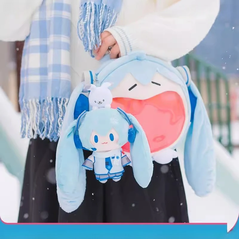 High Quality Plush Key Chain Anime Hatsune Miku Snow Series Doll Kawaii Q Version Plushies Backpacks Pendant Gift