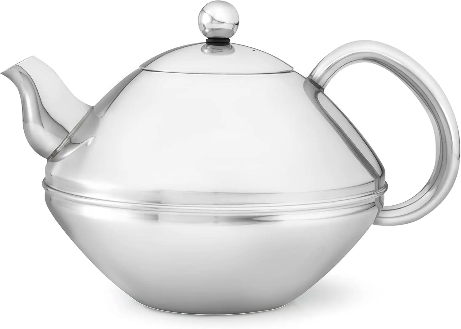 Teapot, 1.4-Liter, Stainless Steel Glossy Finish with Chromium Accents