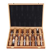 12PCS Wood Carving Tools Set CRV Blade Wooden Handle Engraving Chisels for diy Handicrafts Crafting Kit