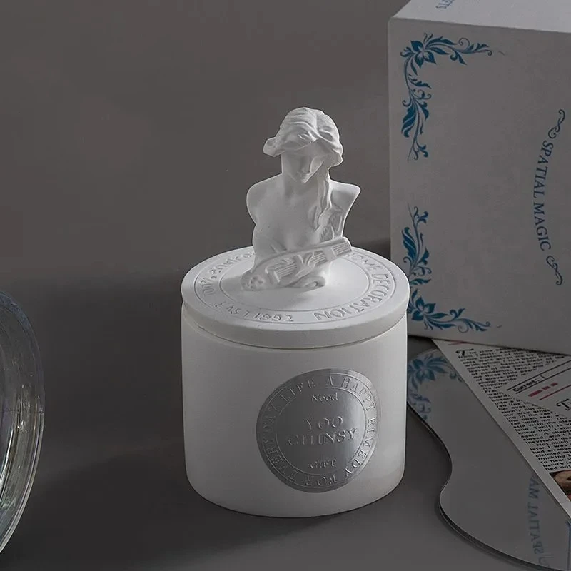 Statua Candela profumata Gesso Pietra Scultura Tazza Gesso Aroma Sirene Sculpt Vacanza Apollo Decorazioni della mitologia greca antica