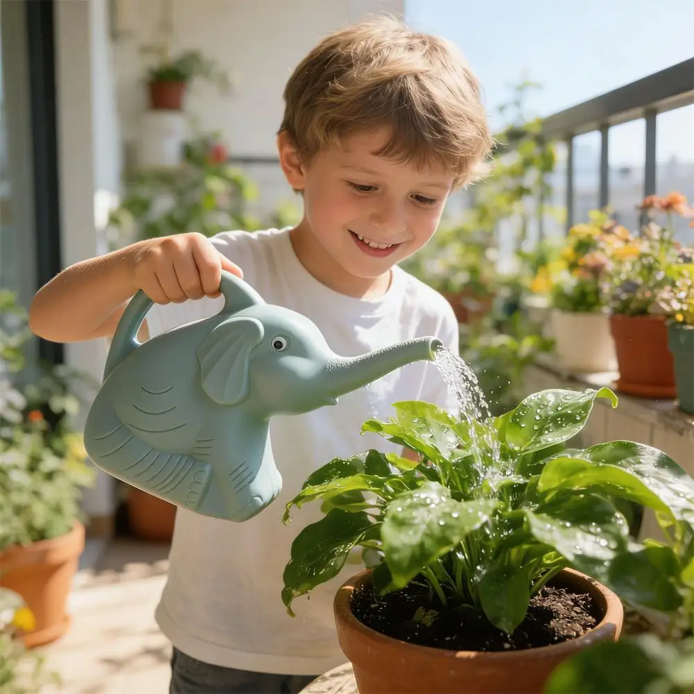 Cute Plastic Elephant Shape Watering Pot Can Plant Outdoor Irrigation Gardening Tools Equipment Garden Supplies Home Accessories