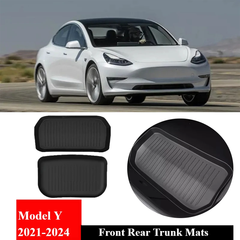 For Tesla Model Y 2021-2024 Accessories TPE Pad Frunk Rear Trunk Mat Trunk Storage Mat  Mat Waterproof Cargo Tray Storage Pads