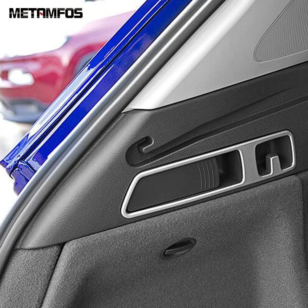 For Audi Q5 2018-2021 2022 2023 Carbon Fiber Rear Seat Trunk Hook Frame Door Handle Cover Trim Interior Accessories Car Styling