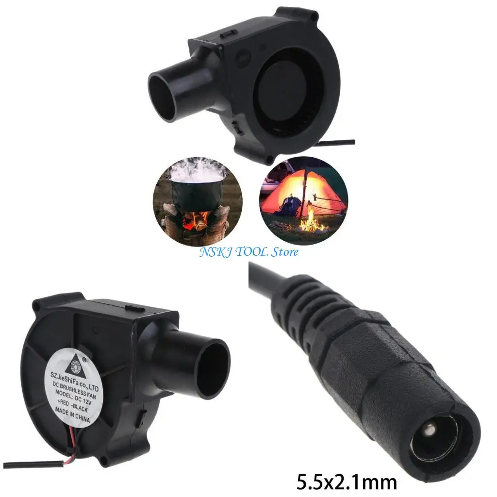 

L8RC 12V вентилятор барбекю Небольшой портативный воздуходувок с воздуходувка для сбора воздуха.