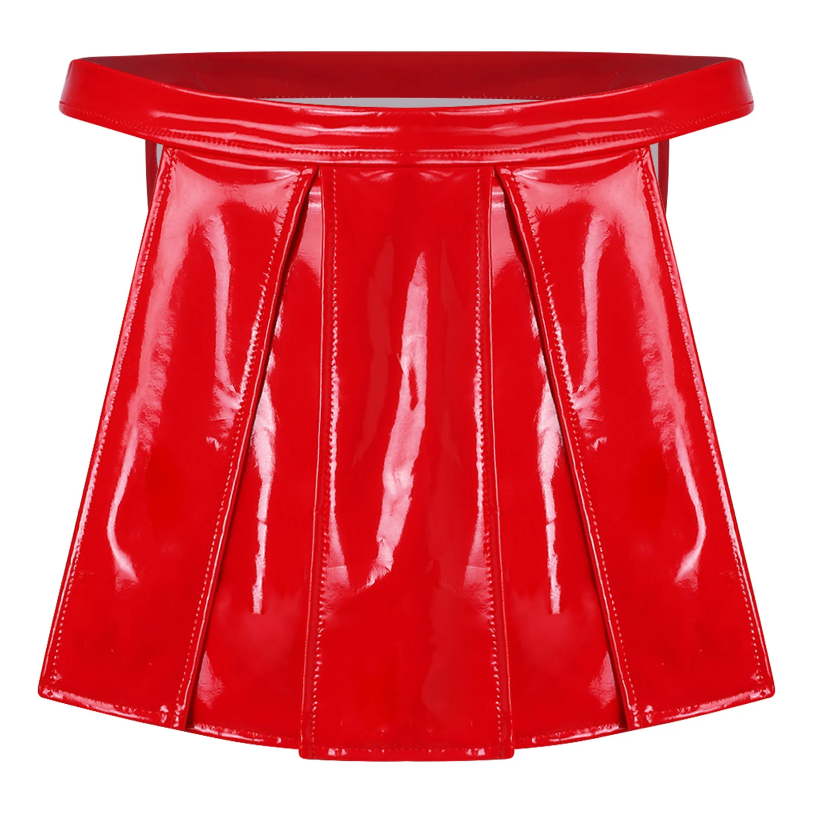 

Mens Lingerie Front Pleated Overlap Briefs Underpants Sumo Loincloth Underwear Underpants Glossy PU Leather Rave Party Costume