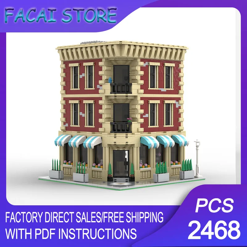 

City Street View Moc Building Bricks Modular Corner Apartments Model Technology Blocks Christmas DIY Toy Construction Gifts