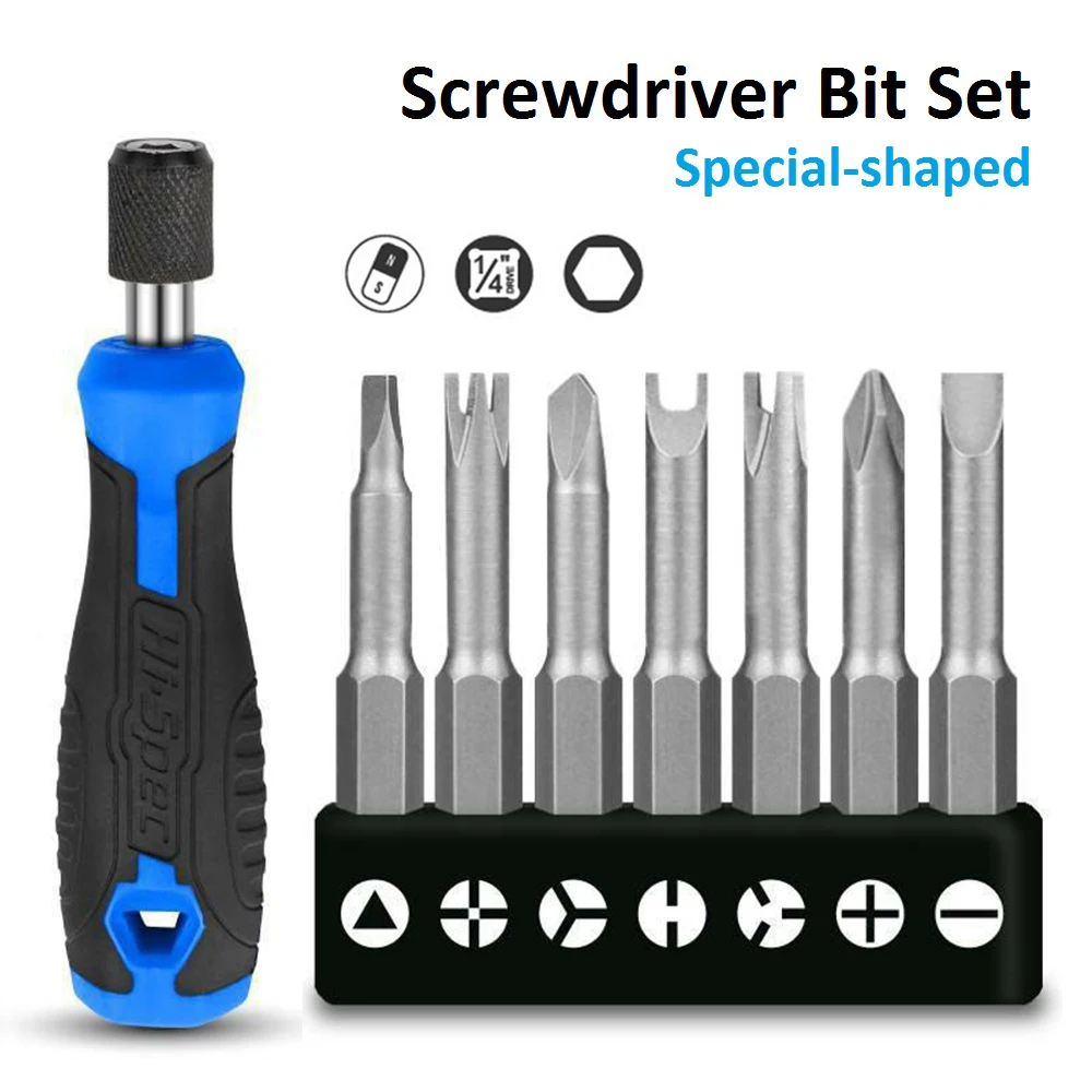 Special-shaped Screwdriver Set 50mm U-shaped Y-Type Triangle Inner Cross Three Points Screwdriver Bit Tool Holder Magnetic