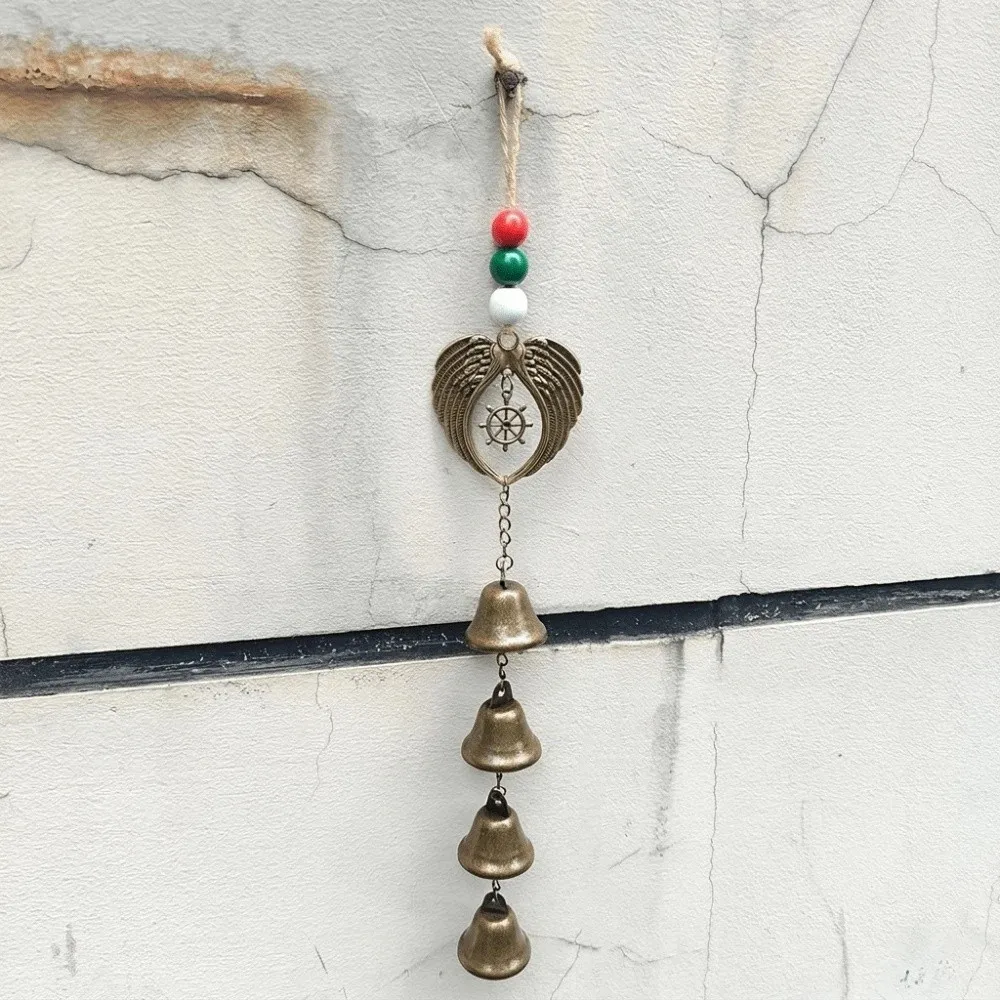 Bohemian Style Owl Wind Chime with Bell Metal Bell Chime Vintage Wind Chime Hollow Design Wind Chime Pendant Outdoor Garden