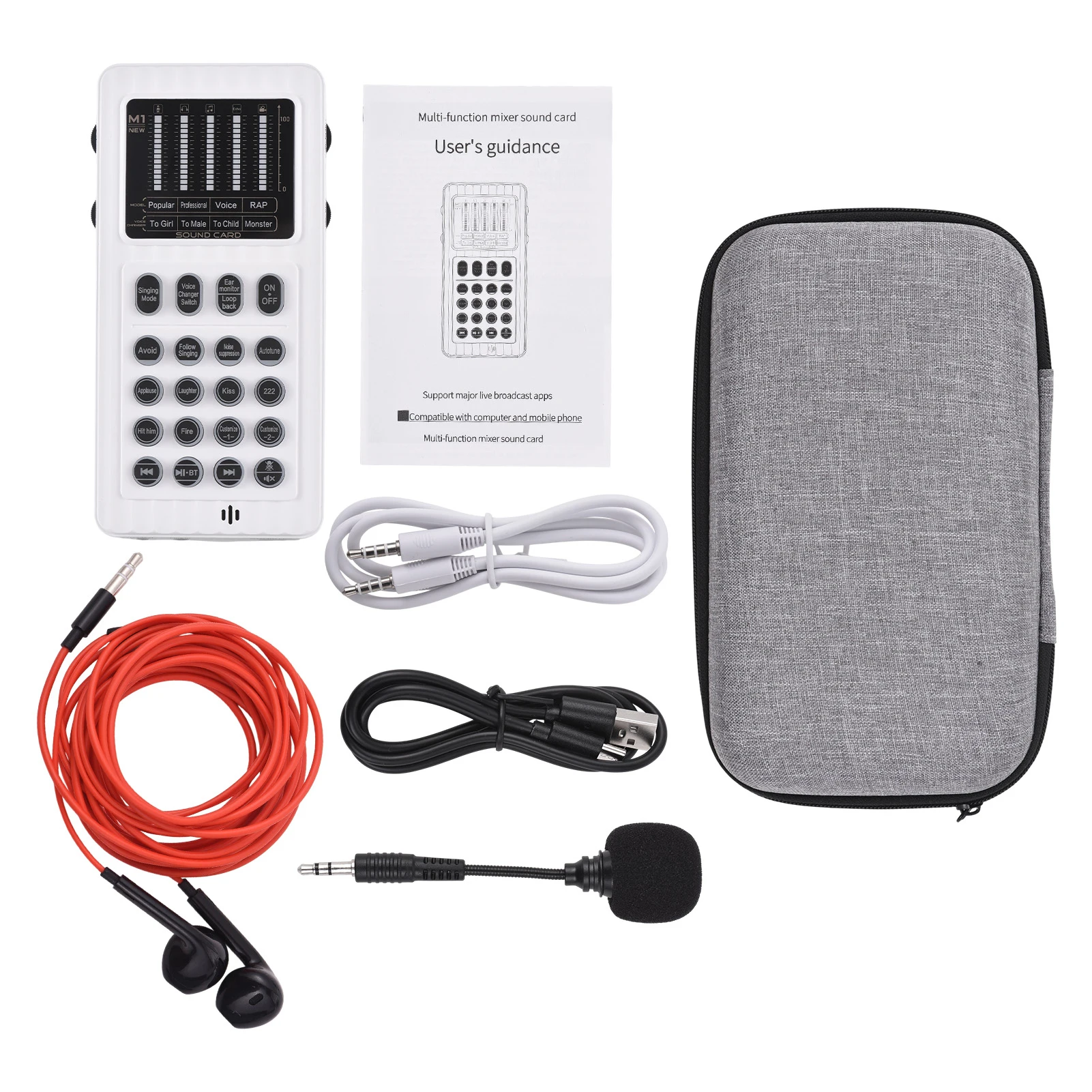 

Voice Changer Portable Voice Changer Device with 8 Sound Effects Colorful Lighting Mini Live Broadcast Handheld Microphone Sound