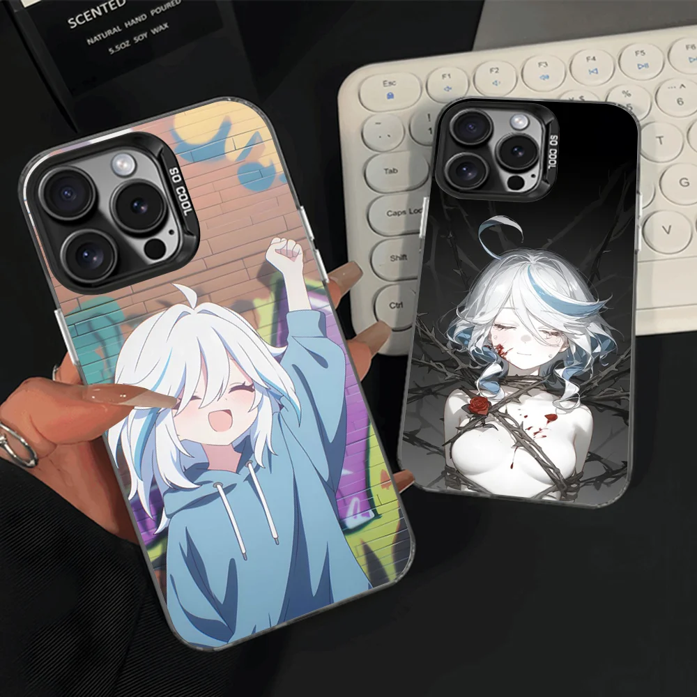 

Furina Genshin Impact Phone Case For iPhone 16,15,14,13,12,11,Pro,Max,Plus,Mini,XS,SE Anti Fall Black Matte Hard Bumper