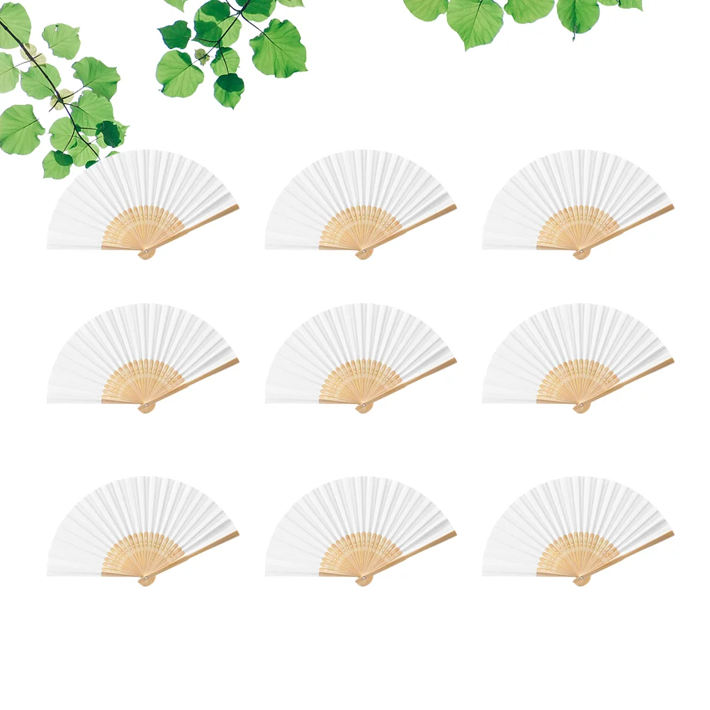 18 Pcs White Paper Fans Decorate Folding Tissue Cartoon Chinese Pink Child Handheld