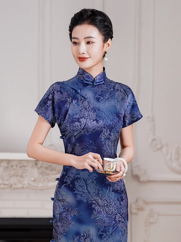 

New Chinese Sle Retro National Trend Full Open Lapel Dr High End Aosphere Summer New Arrival Slimming Long Q...