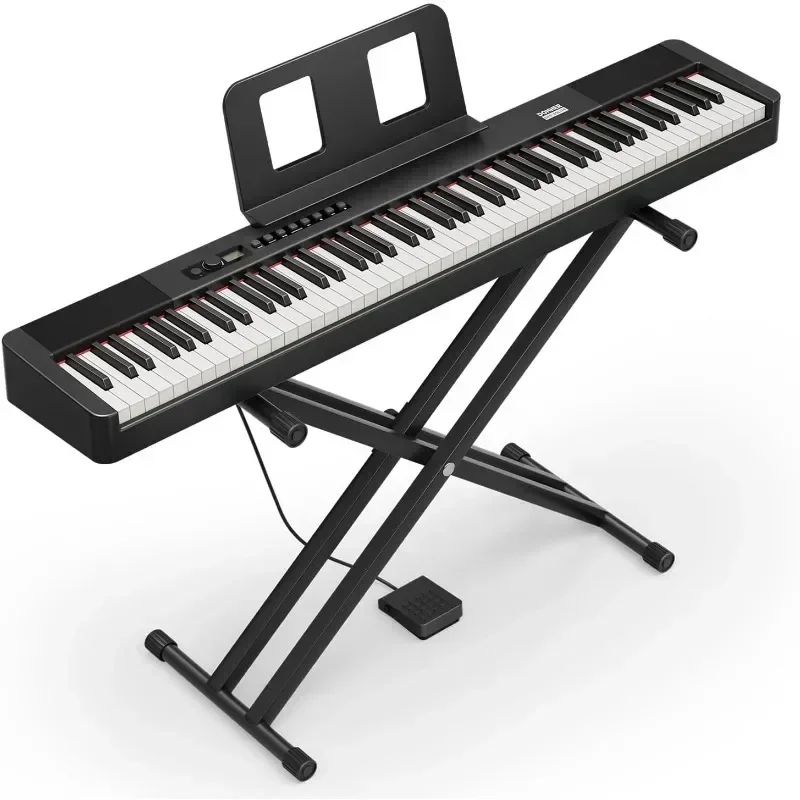 

Beginner Digital Piano Weighted Full Size Keyboard, Portable Set Stand, Sustain Pedal, Carrying Case Keyboard Stickers