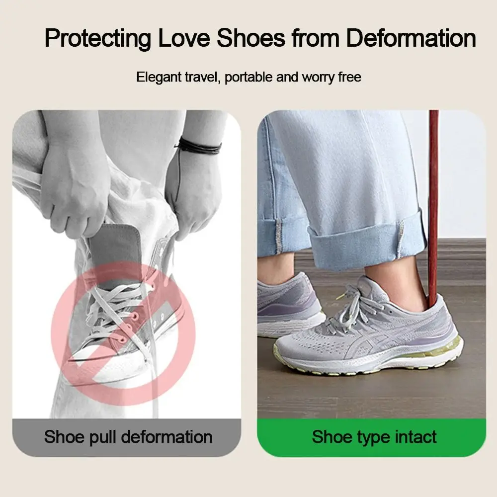 Portable Wooden Shoe Horn Easy on Off Long Handle Hanging Loop Without Bending Over Shoe Horn for Seniors Pregnant Women