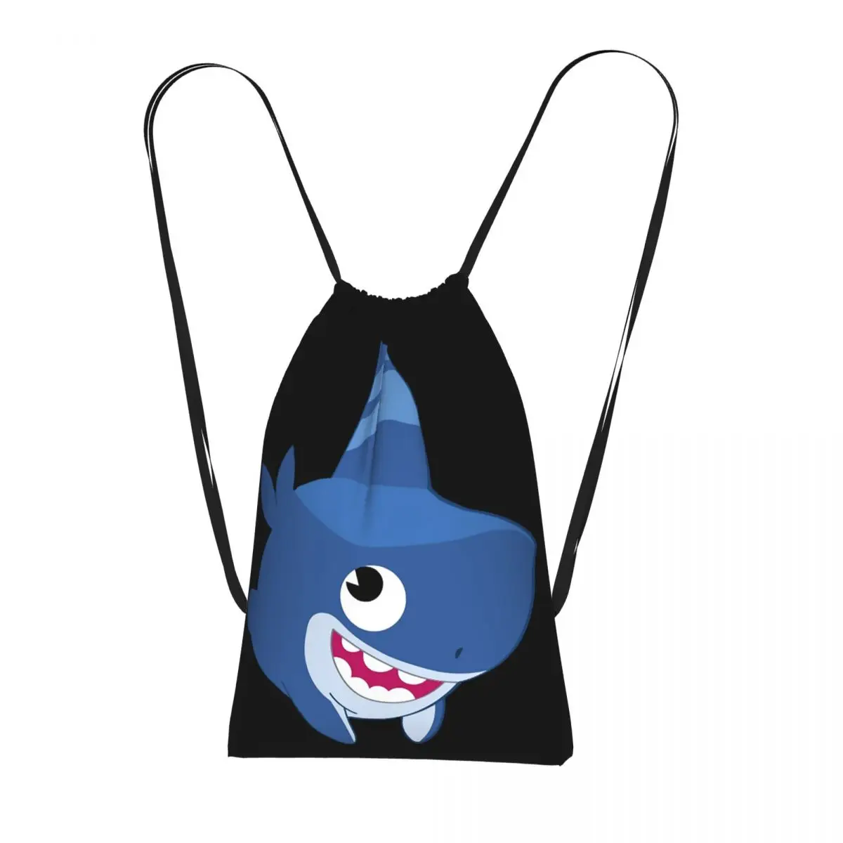 Funny Shark Dog Drawstring Backpack Sports Gym Bag Portable Travel Drawstring Bag for Men Women