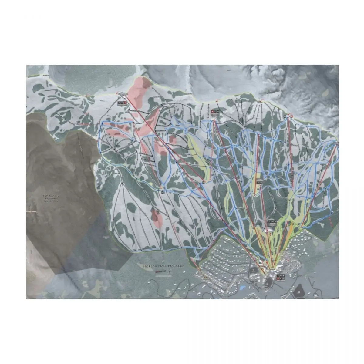 

Jackson Hole Mountain Resort Trail Map Throw Blanket warm winter valentine gift ideas Quilt Flannel Blankets