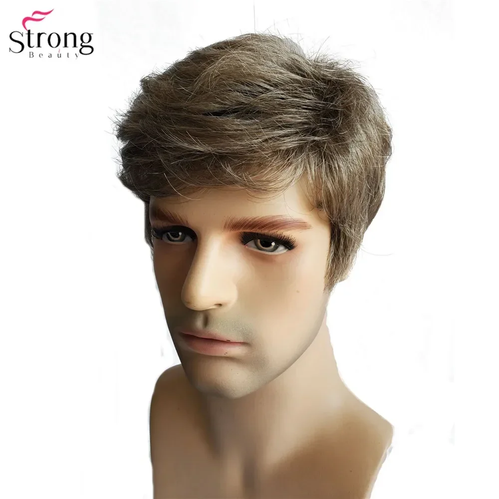 StrongBeauty Men Wig Hair Short Straight Synthetic Light Brown Wigs