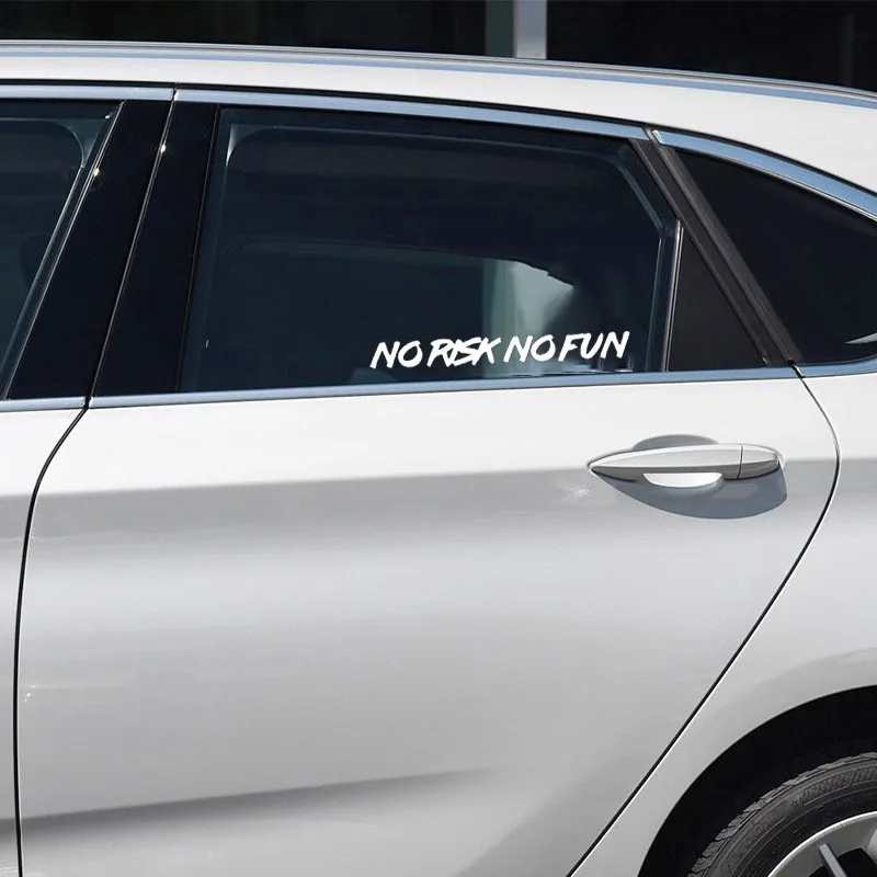 NO RISK NO FUN Motorcycle Stickers Waterproof for Motorbike Side Panel Fuel Tank Helmet Rear Cowl Car Window Trunk Mirror Decals