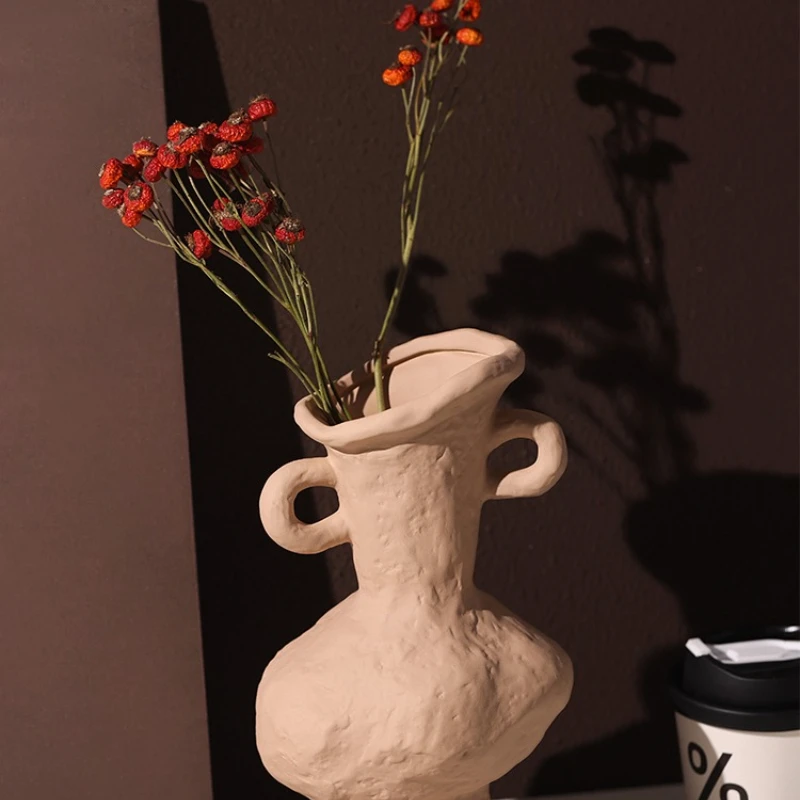 

Wabi-sabi wind home living room ceramic vase ornament retro art flower arrangement desktop decoration