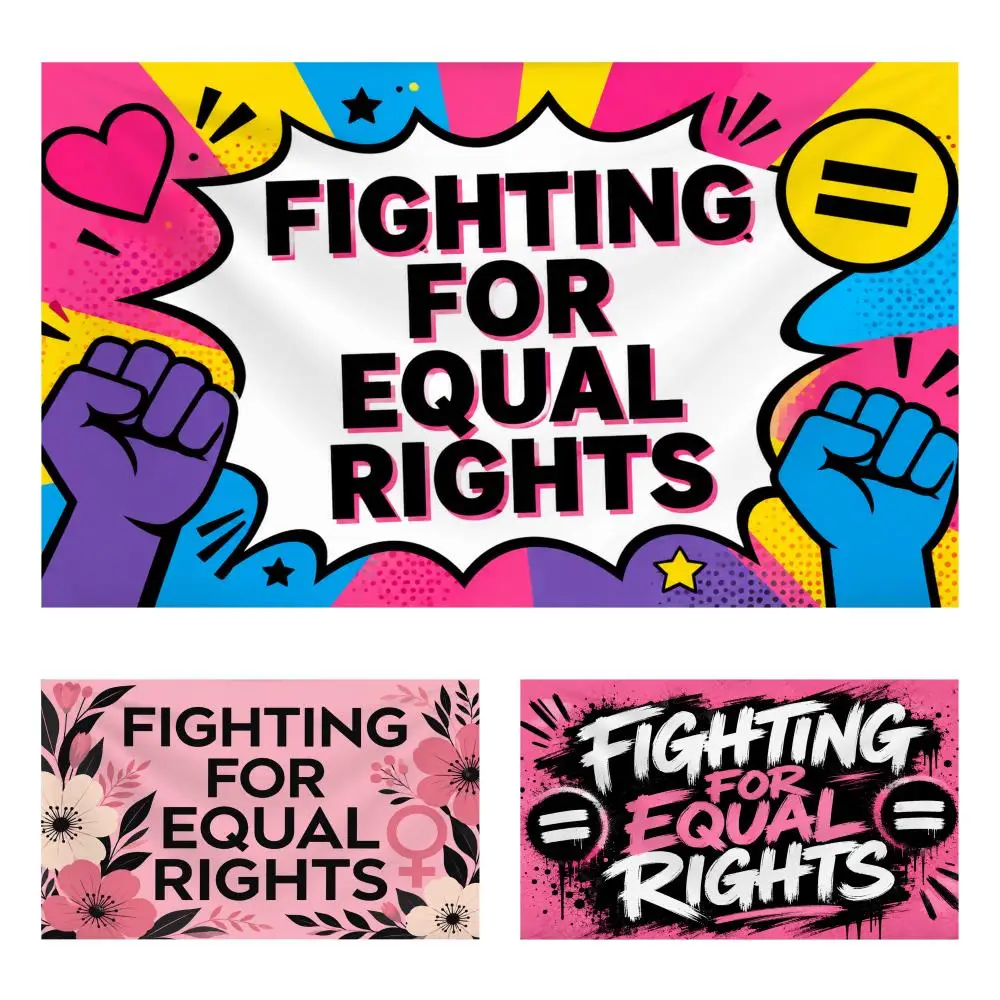 FIGHTING FOR EQUAL RIGHTS Tapestry Decoration Art Banner Microfiber Background For Bedroom Living Bar Garden Outdoor Festival