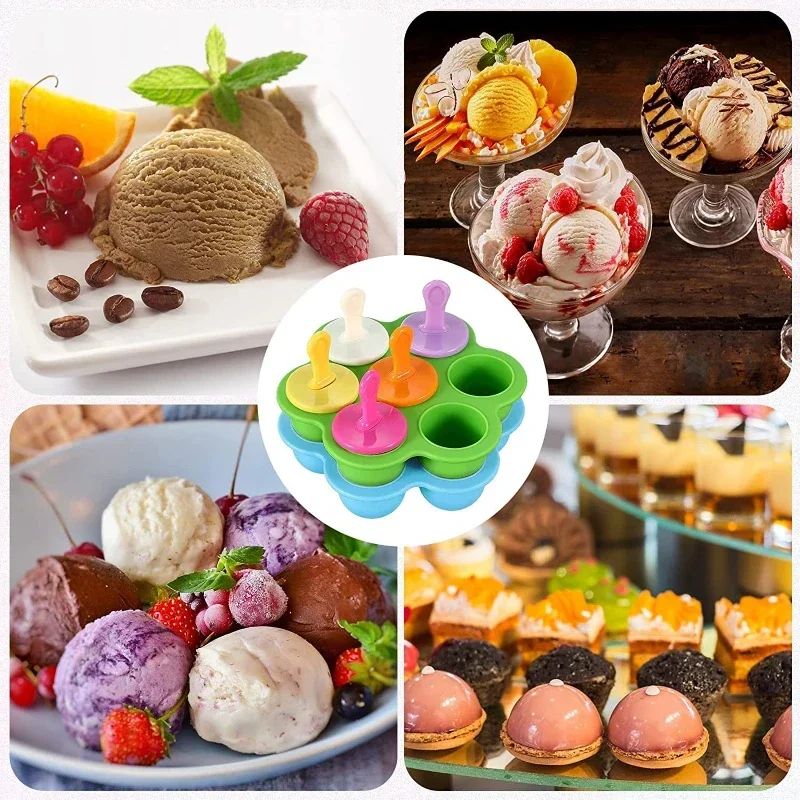 Colorful Popsicle Silicone Mold Food Grade Silicone Ice Ball Mold Baby Fruit Shake Ice Cream Making Tools Ice Cream Maker