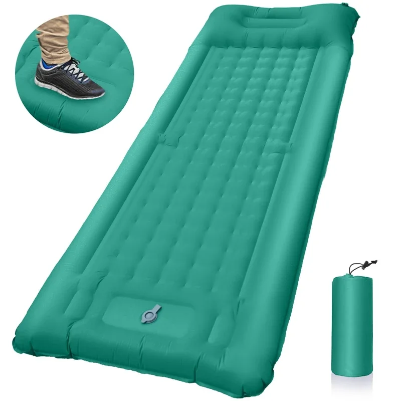 

Buit-in Foot Pump TPU Outdoor Fast Inflatable Mattress Portable Camping Damp Proof Sleeping Pad Lunch Break Cushion Ultralight