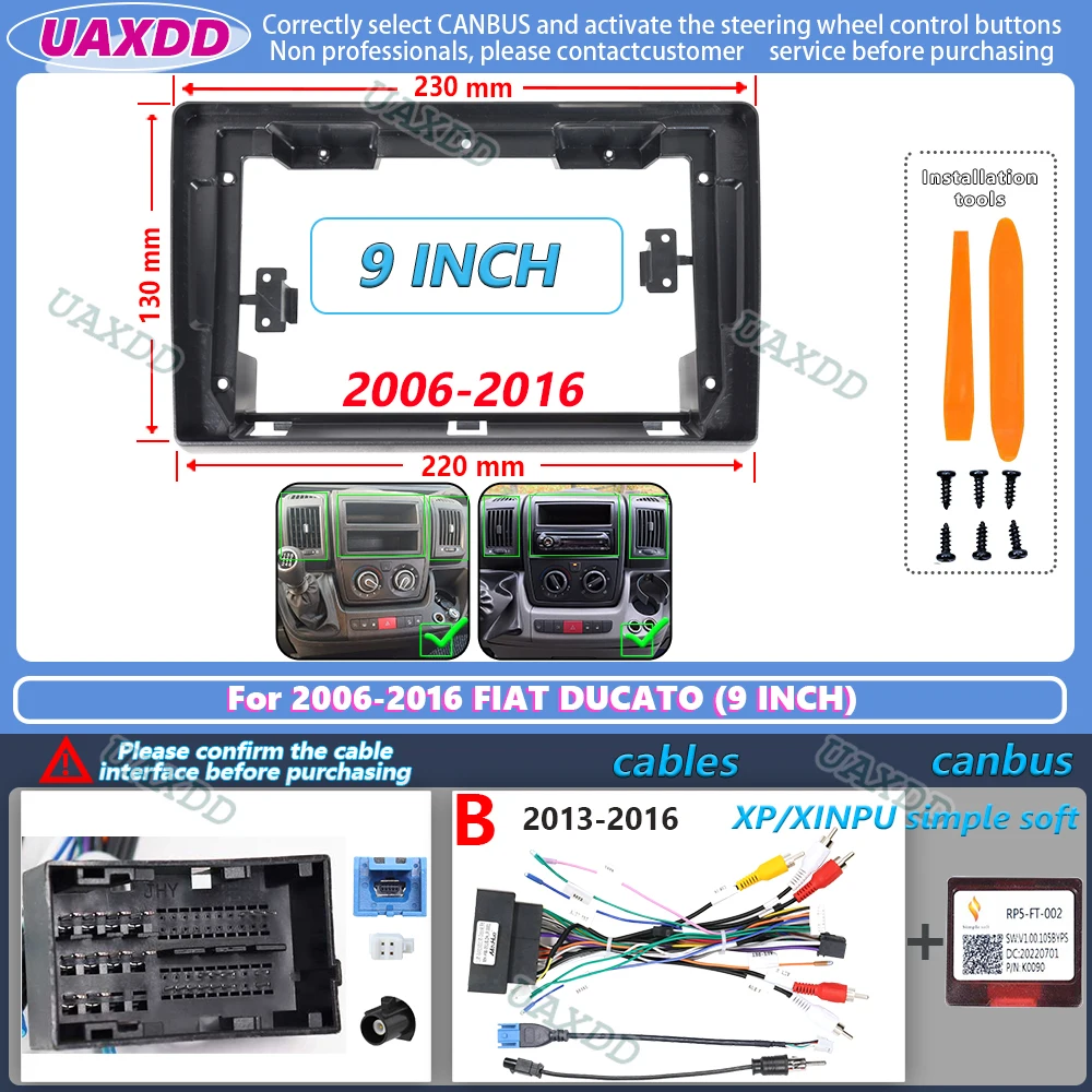 UAXDD 2Din Autoradio für 2006-2016 FIAT DUCATO CITROEN Jumper PEUGEOT Boxer Dodge Ram 2500 9-Zoll Android Rahmen-Kit Panel Mittelkonsole – Detail 5