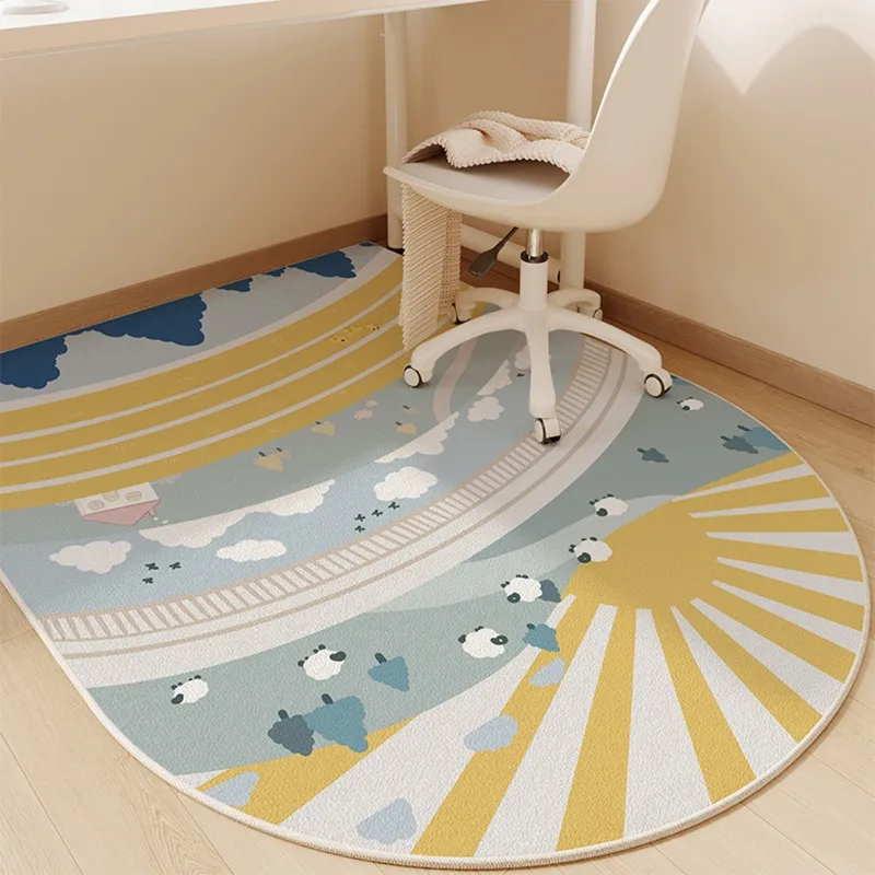 Children's Room Student Swivel Chair Floor Mat Computer Learning Reading Area Tpr Anti-slip Rug Cartoon Silent Easy-care Carpet